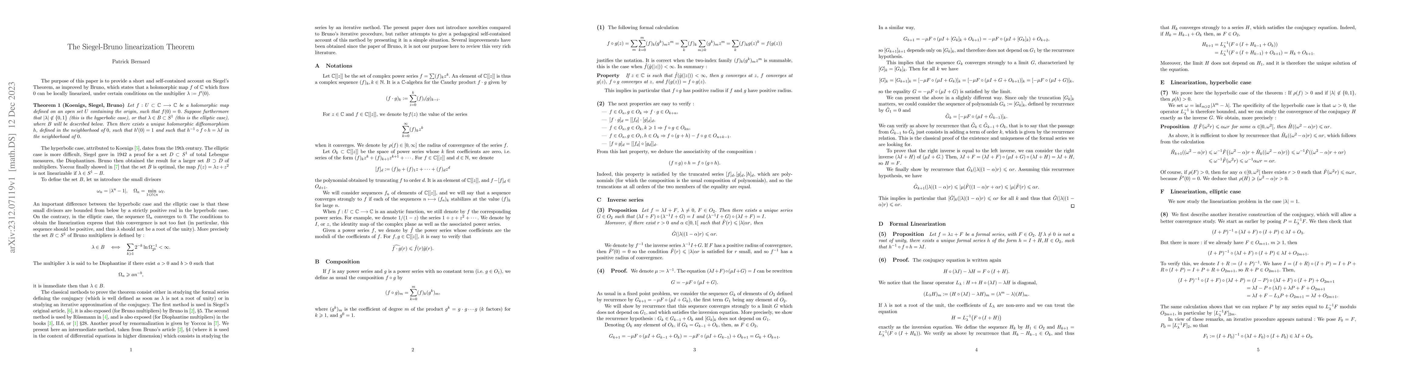 Thumbnail for The Siegel-Bruno linearization Theorem