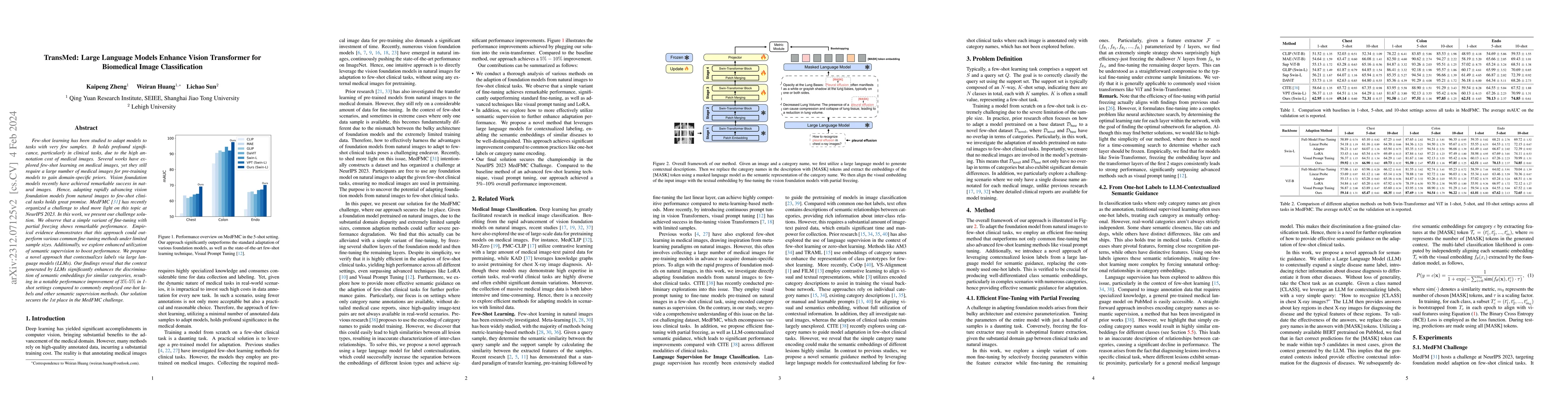 Thumbnail for TransMed: Large Language Models Enhance Vision Transformer for
  Biomedical Image Classification