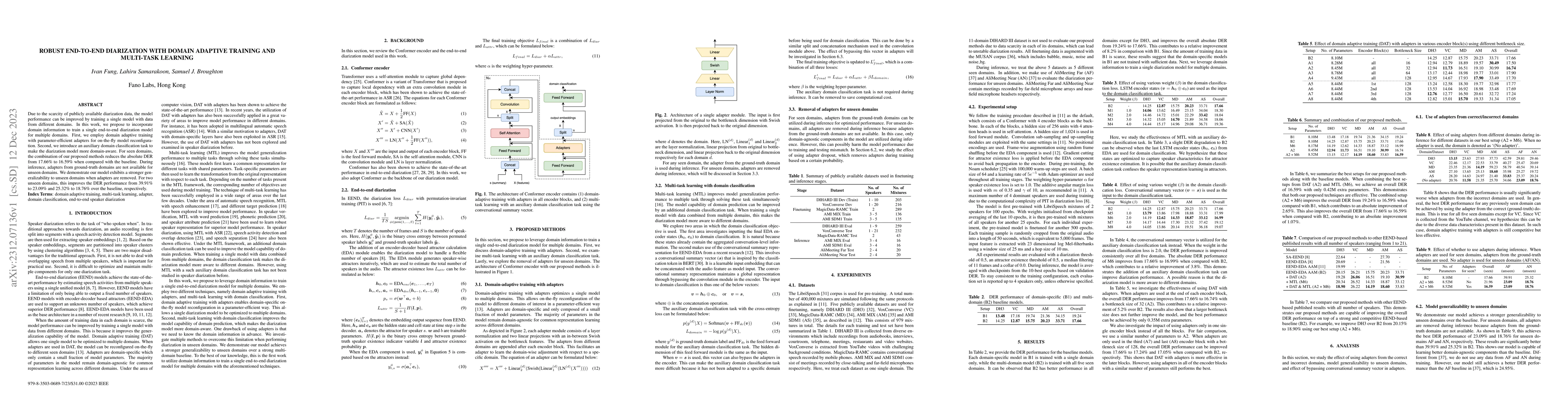 Thumbnail for Robust End-to-End Diarization with Domain Adaptive Training and
  Multi-Task Learning