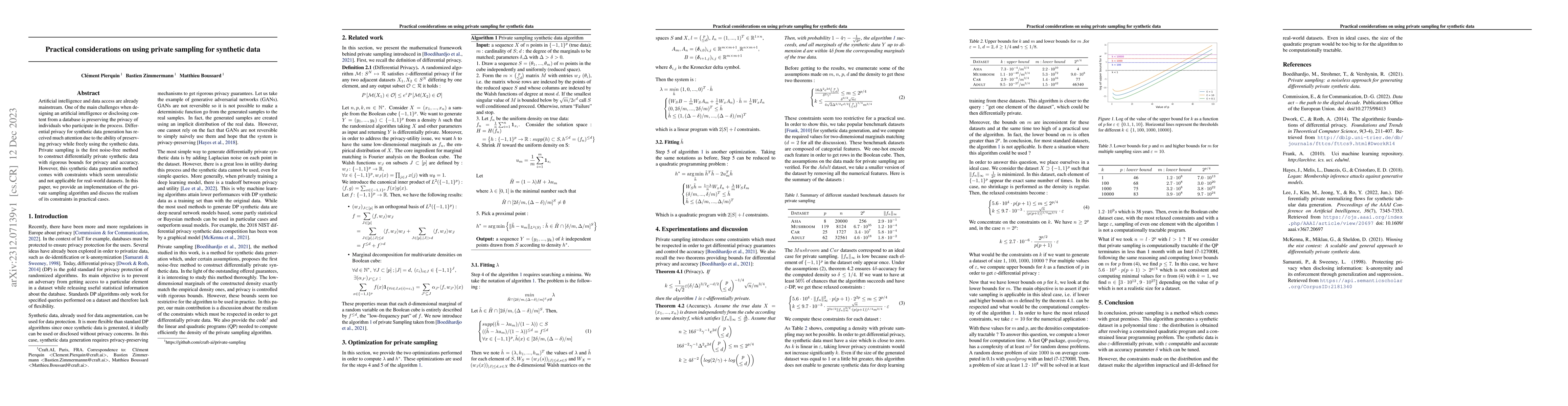 Thumbnail for Practical considerations on using private sampling for synthetic data
