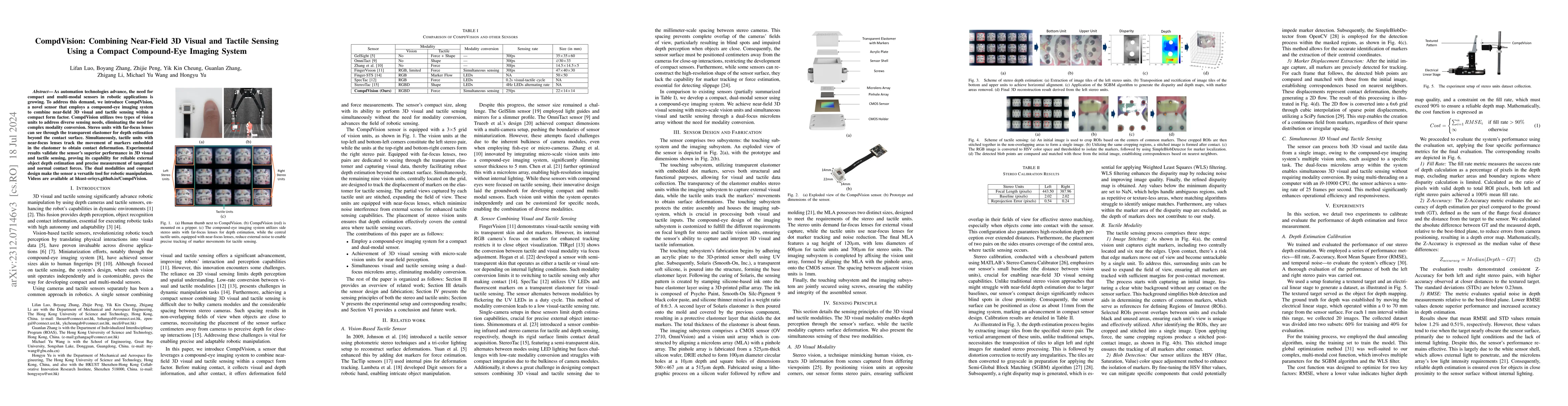 Thumbnail for CompdVision: Combining Near-Field 3D Visual and Tactile Sensing Using a
  Compact Compound-Eye Imaging System