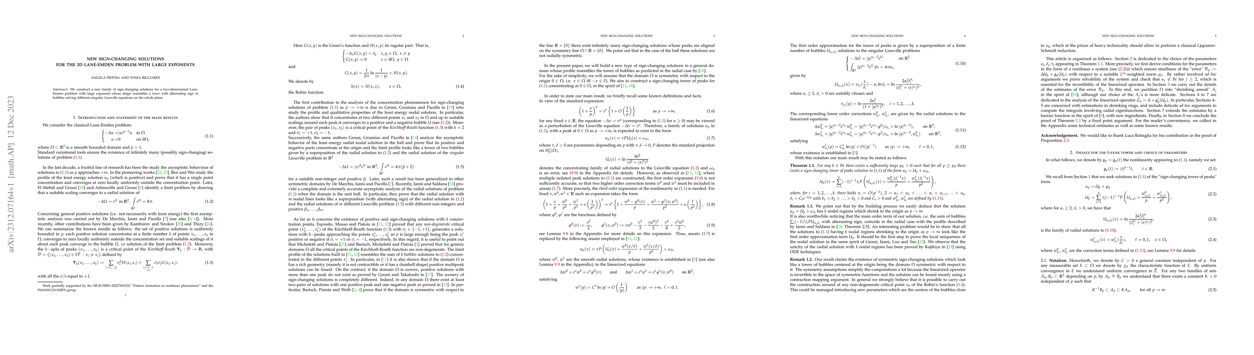 Thumbnail for New sign-changing solutions for the 2D Lane-Emden problem with large
  exponents
