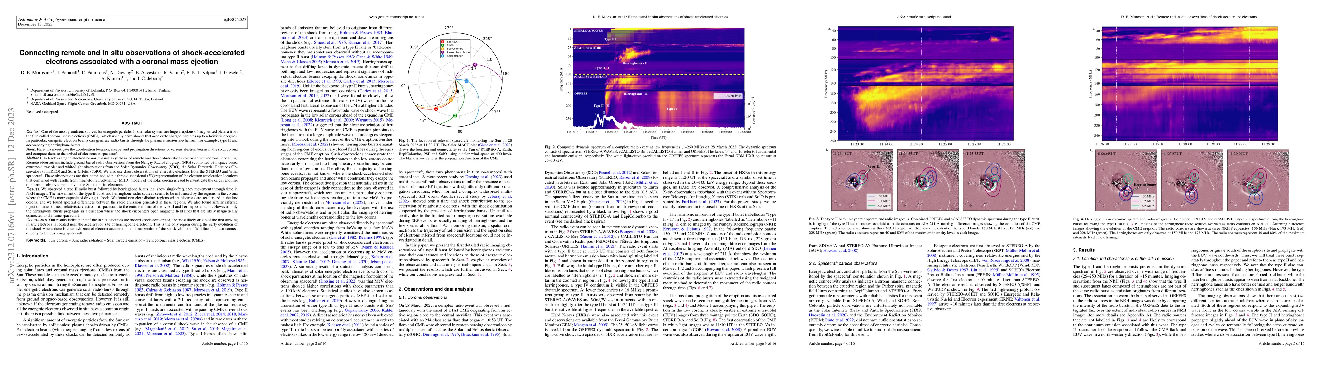 Thumbnail for Connecting remote and in situ observations of shock-accelerated
  electrons associated with a coronal mass ejection