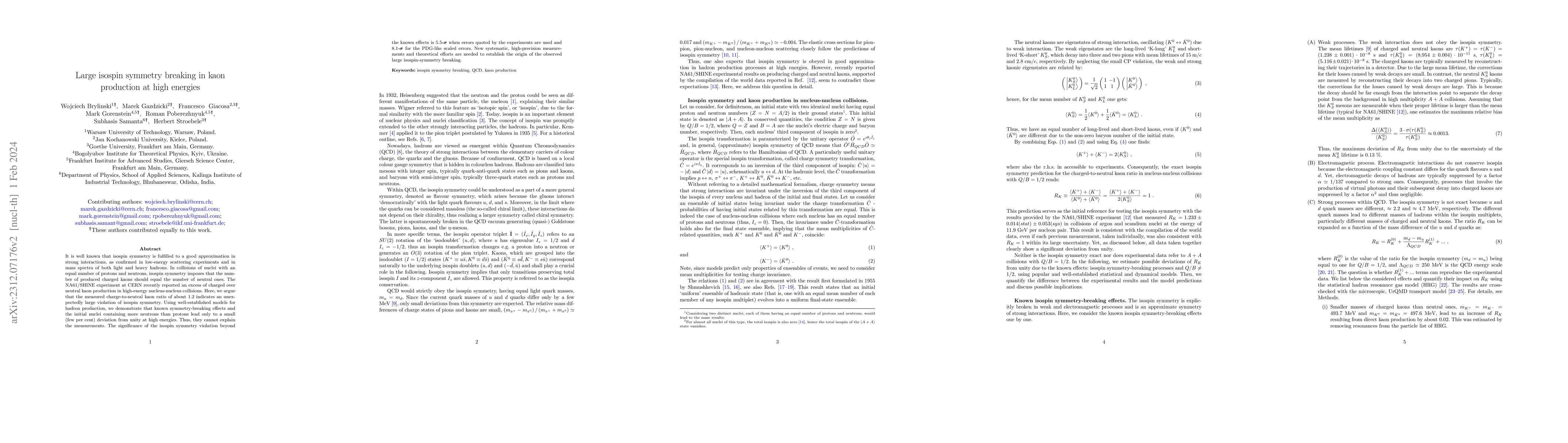 Thumbnail for Large isospin symmetry breaking in kaon production at high energies