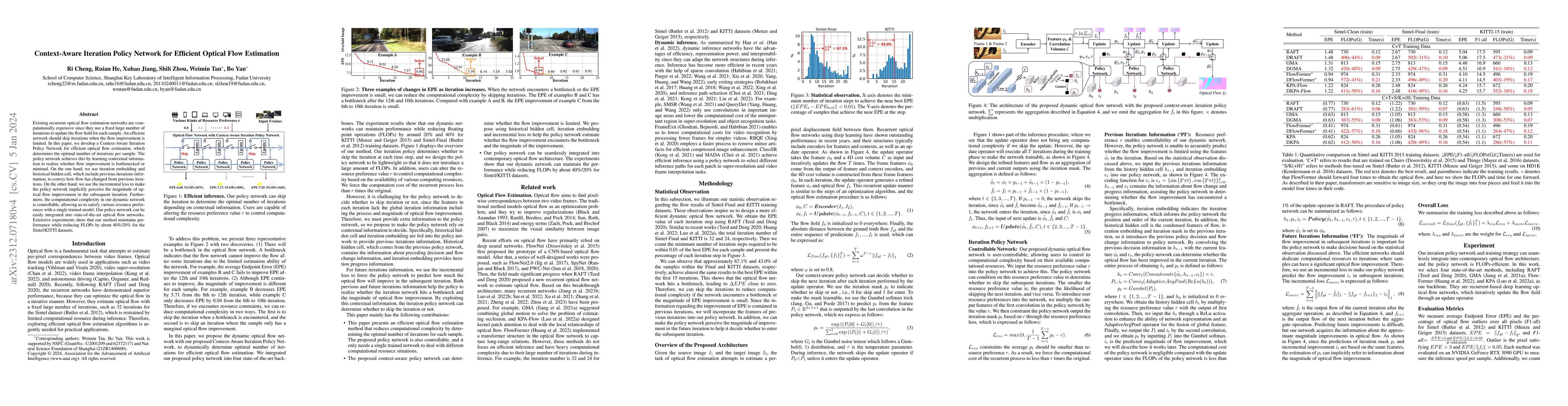 Thumbnail for Context-Aware Iteration Policy Network for Efficient Optical Flow
  Estimation