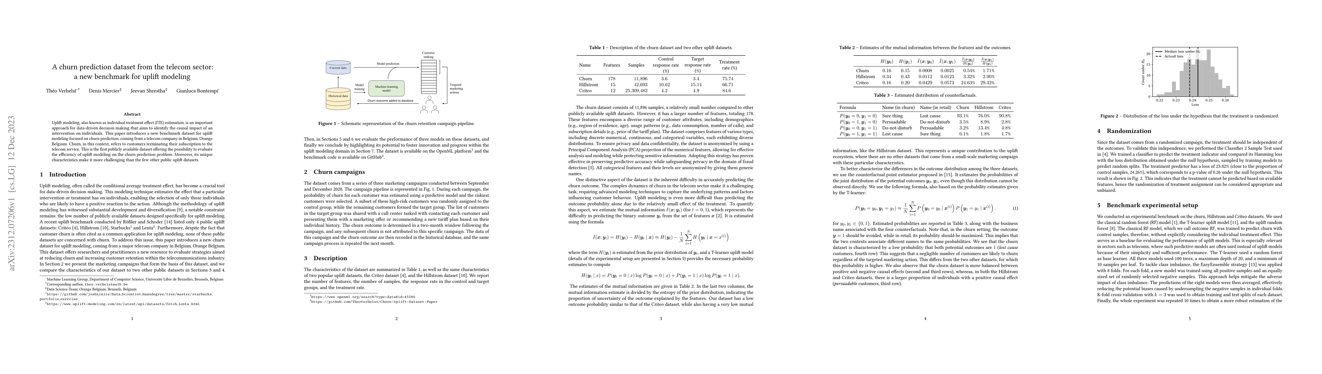 Thumbnail for A churn prediction dataset from the telecom sector: a new benchmark for
  uplift modeling