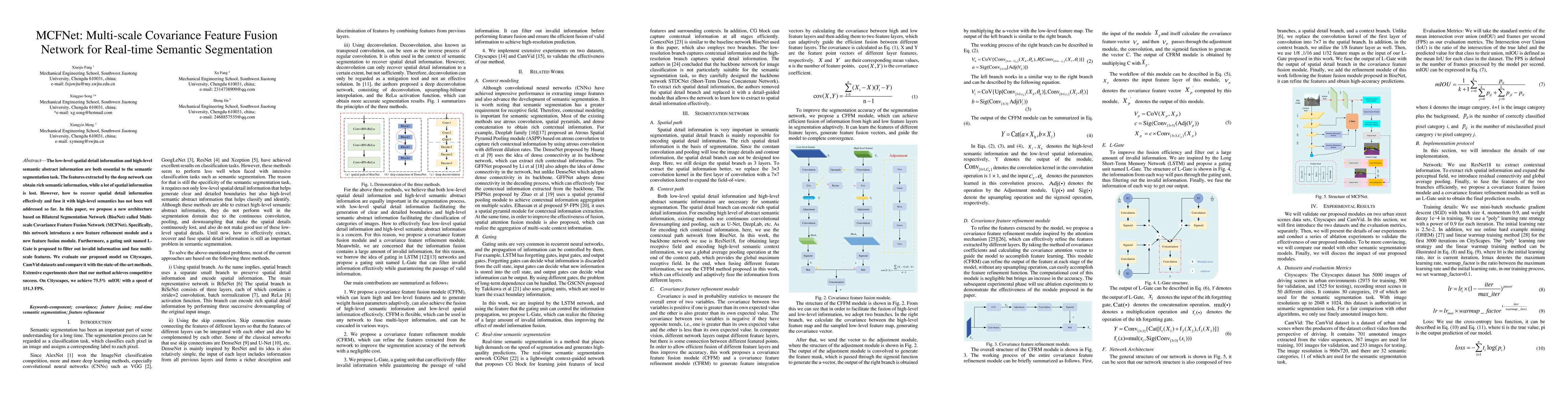 Thumbnail for MCFNet: Multi-scale Covariance Feature Fusion Network for Real-time
  Semantic Segmentation