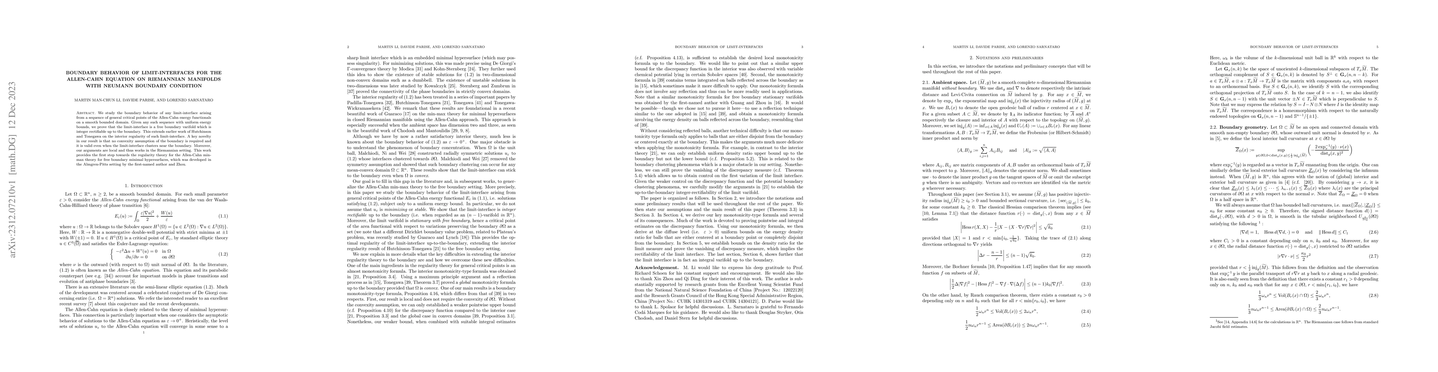 Thumbnail for Boundary behavior of limit-interfaces for the Allen-Cahn equation on
  Riemannian manifolds with Neumann boundary condition