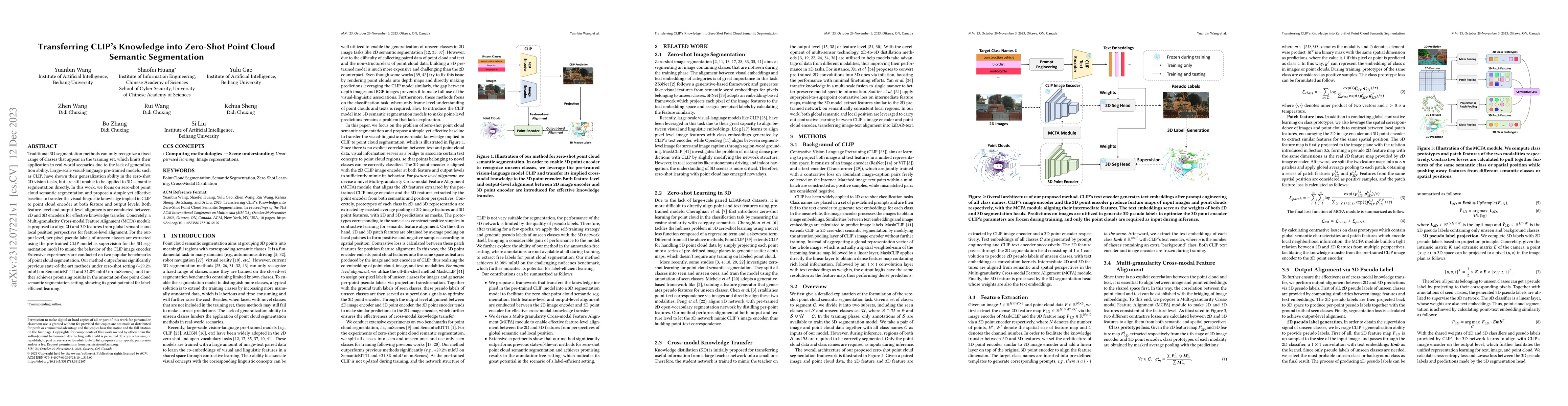 Thumbnail for Transferring CLIP's Knowledge into Zero-Shot Point Cloud Semantic
  Segmentation