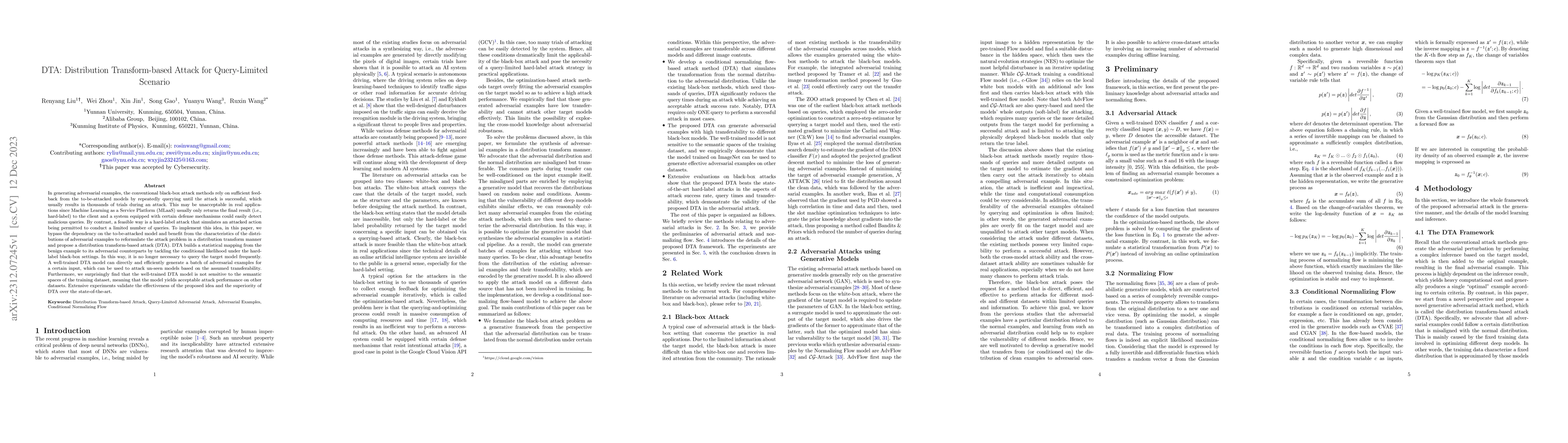 Thumbnail for DTA: Distribution Transform-based Attack for Query-Limited Scenario