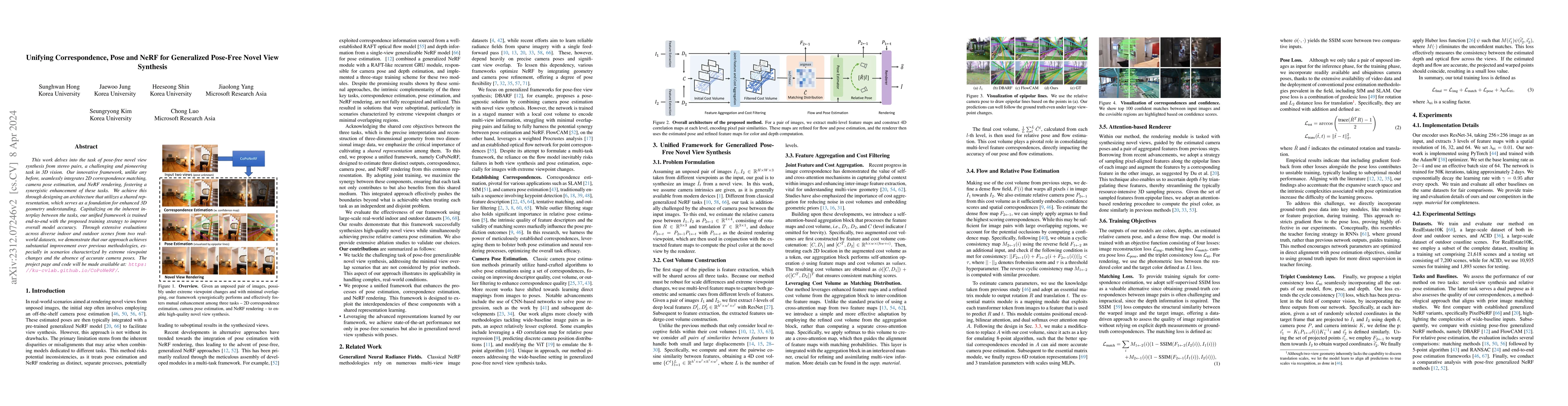 Thumbnail for Unifying Correspondence, Pose and NeRF for Pose-Free Novel View
  Synthesis from Stereo Pairs