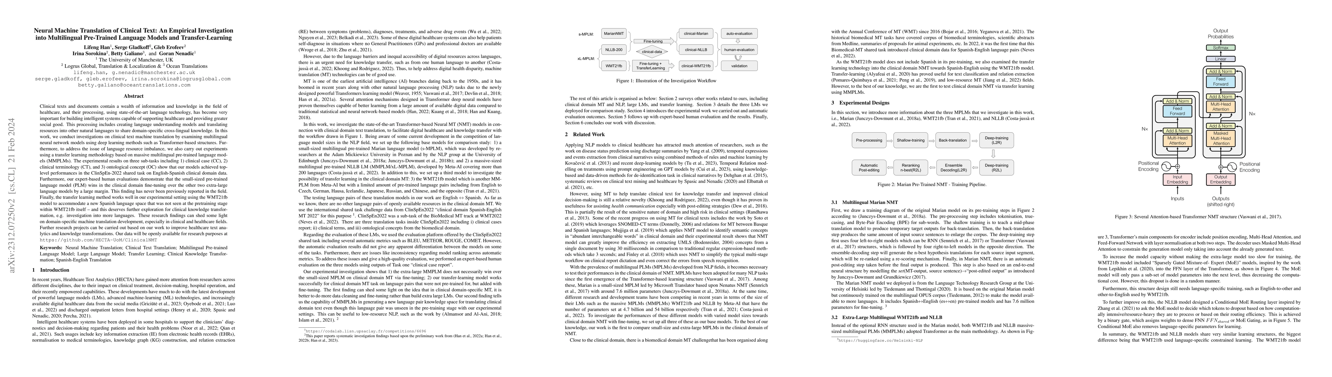 Thumbnail for Neural Machine Translation of Clinical Text: An Empirical Investigation
  into Multilingual Pre-Trained Language Models and Transfer-Learning
