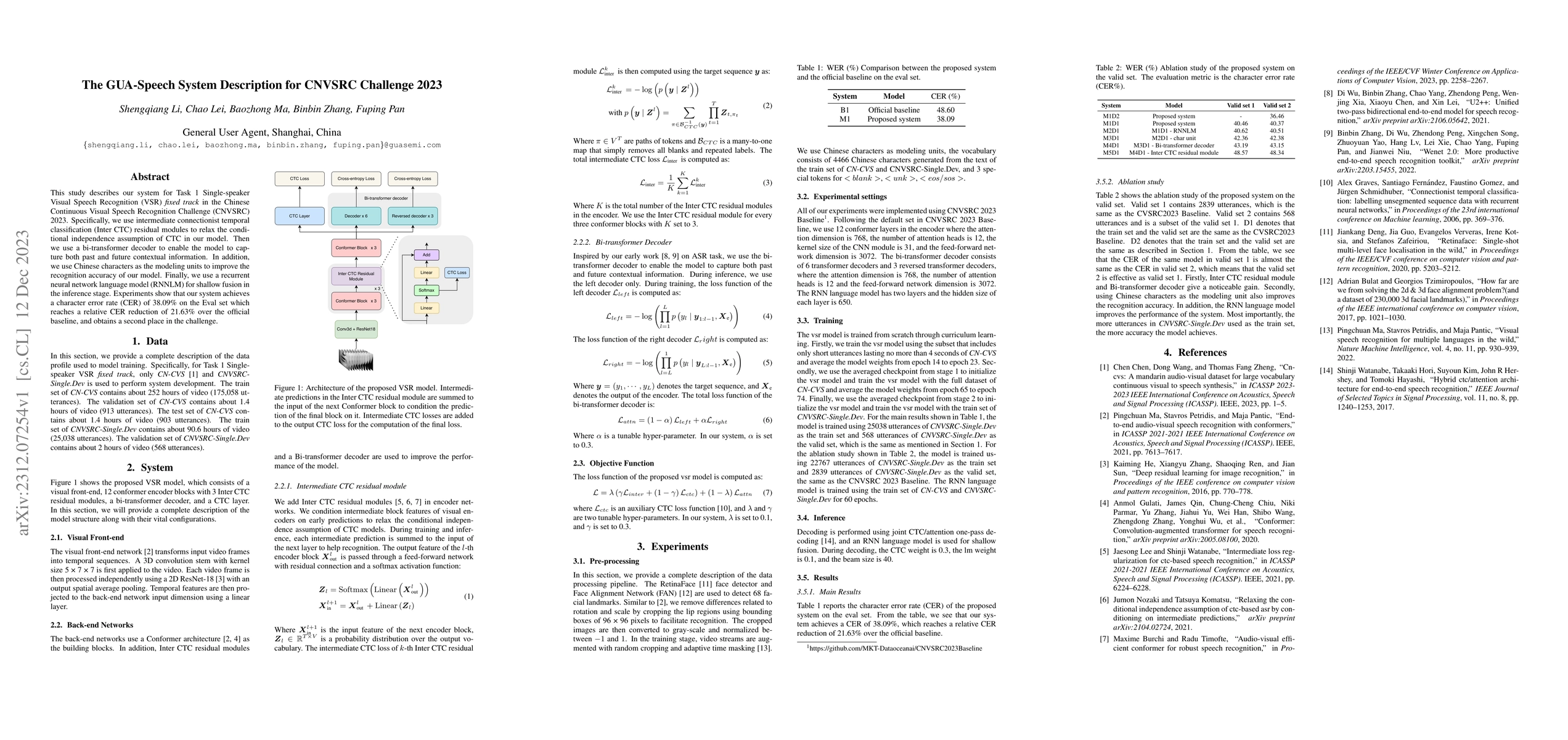 Thumbnail for The GUA-Speech System Description for CNVSRC Challenge 2023