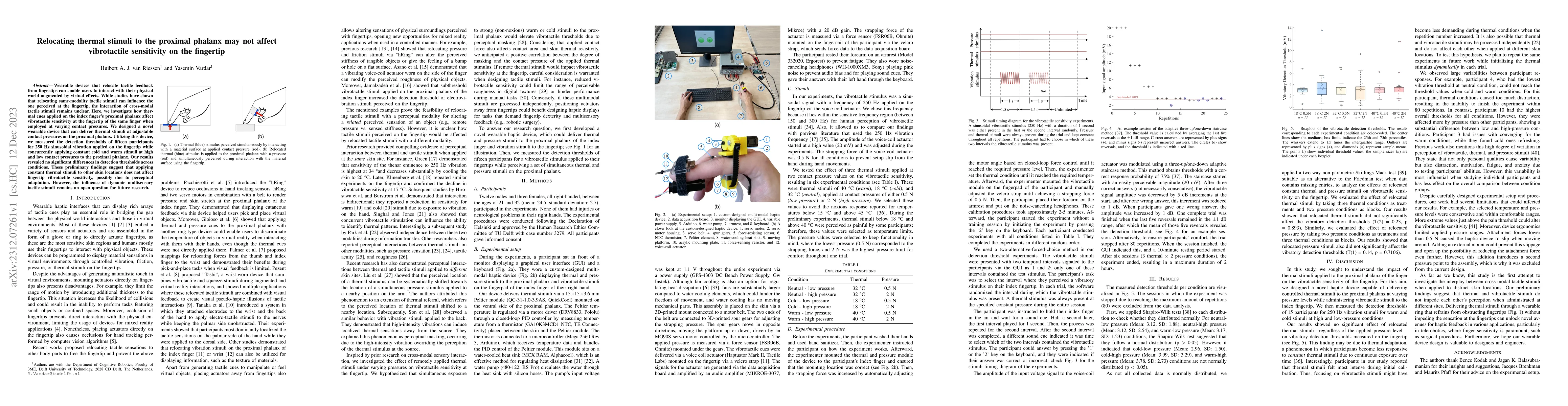 Thumbnail for Relocating thermal stimuli to the proximal phalanx may not affect
  vibrotactile sensitivity on the fingertip
