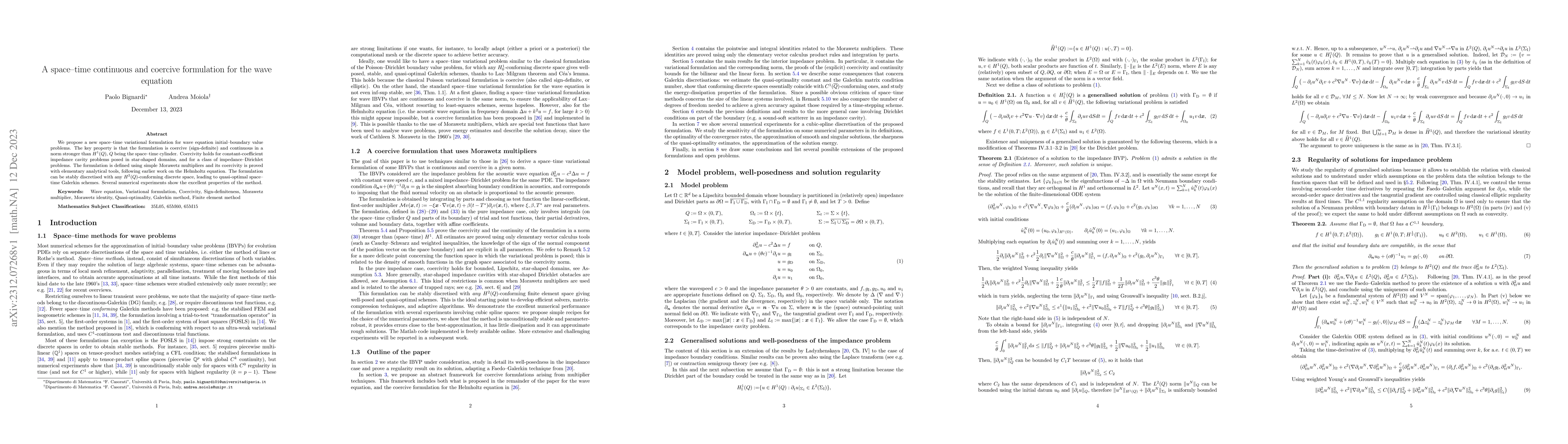 Thumbnail for A space-time continuous and coercive formulation for the wave equation