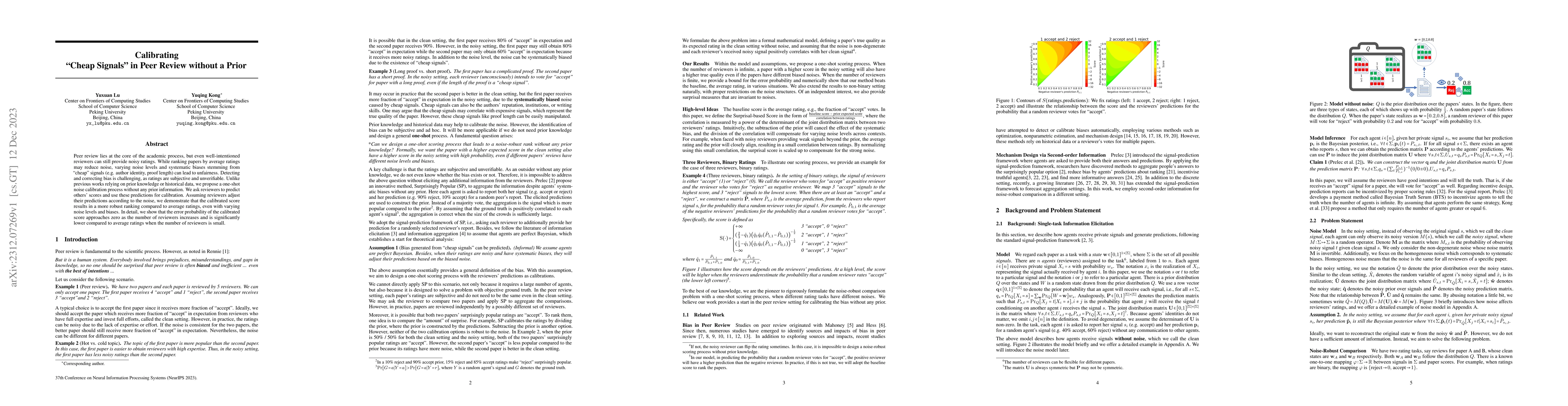 Thumbnail for Calibrating "Cheap Signals" in Peer Review without a Prior