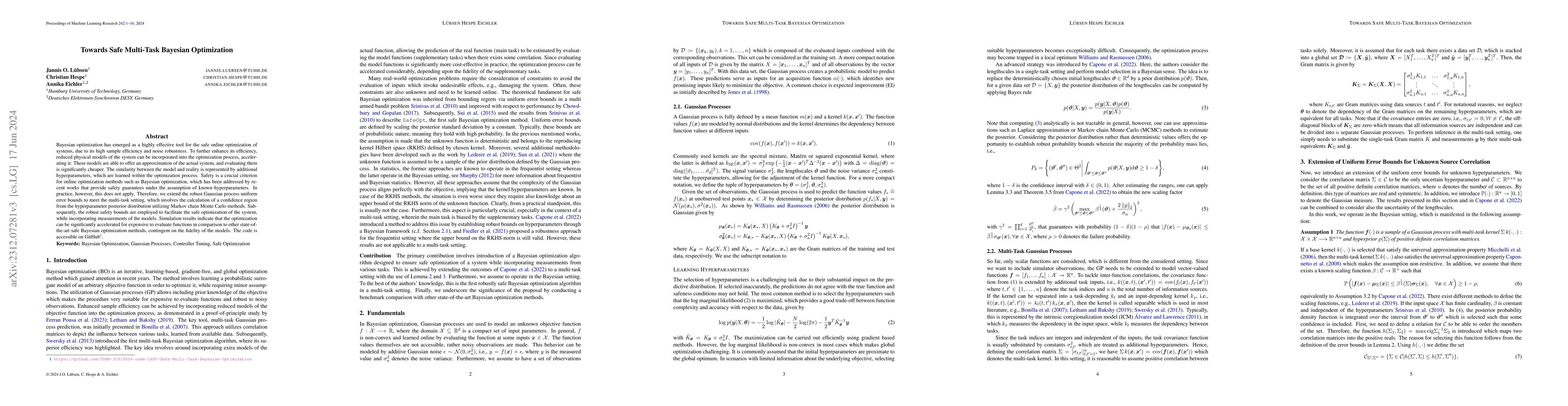 Thumbnail for Towards Safe Multi-Task Bayesian Optimization