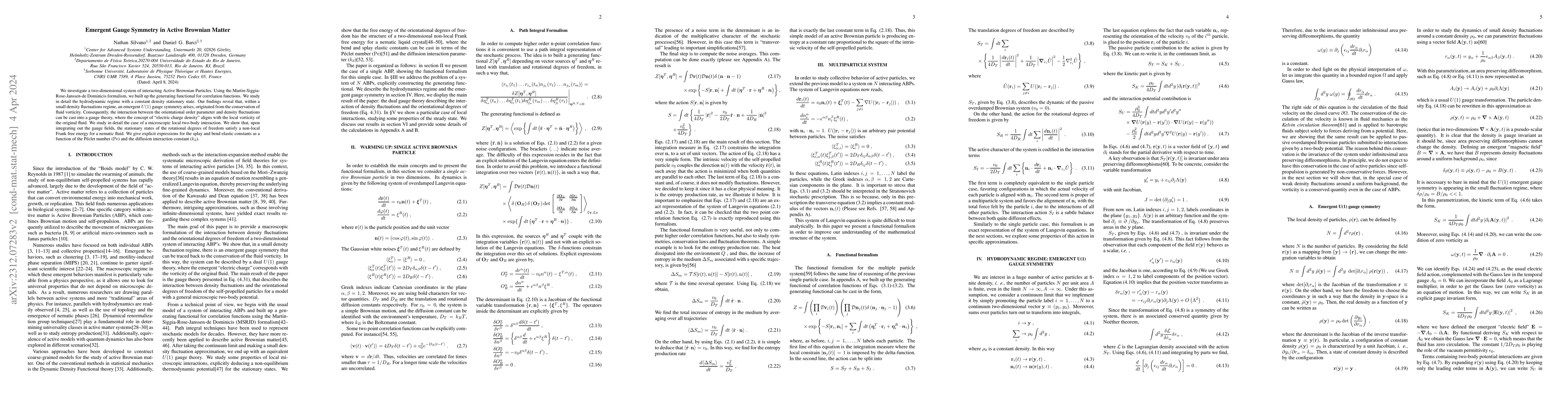 Thumbnail for Emergent Gauge Symmetry in Active Brownian Matter