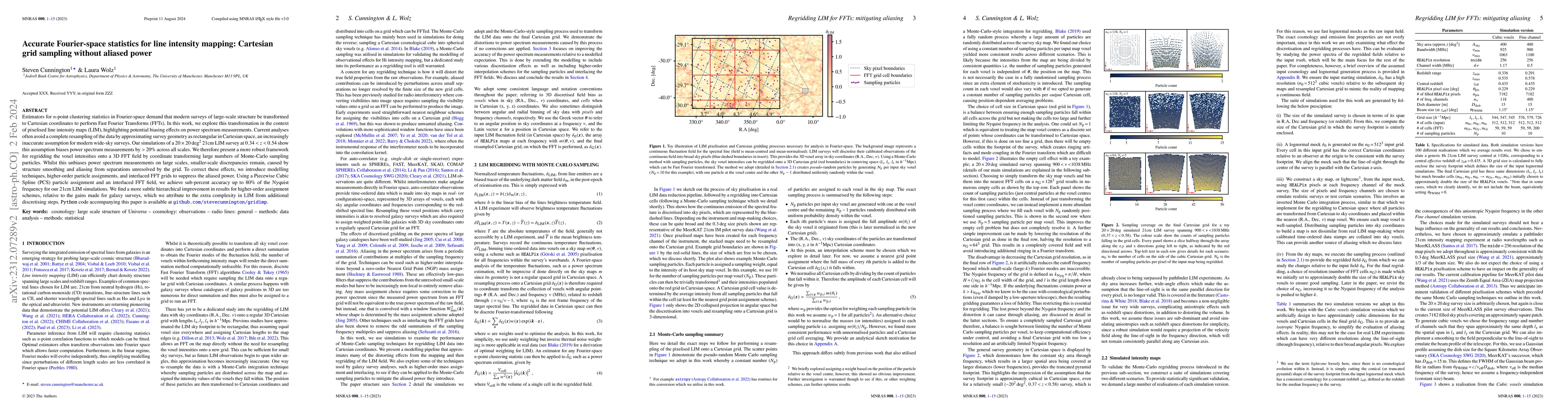 Thumbnail for Accurate Fourier-space statistics for line intensity mapping: Cartesian
  grid sampling without aliased power