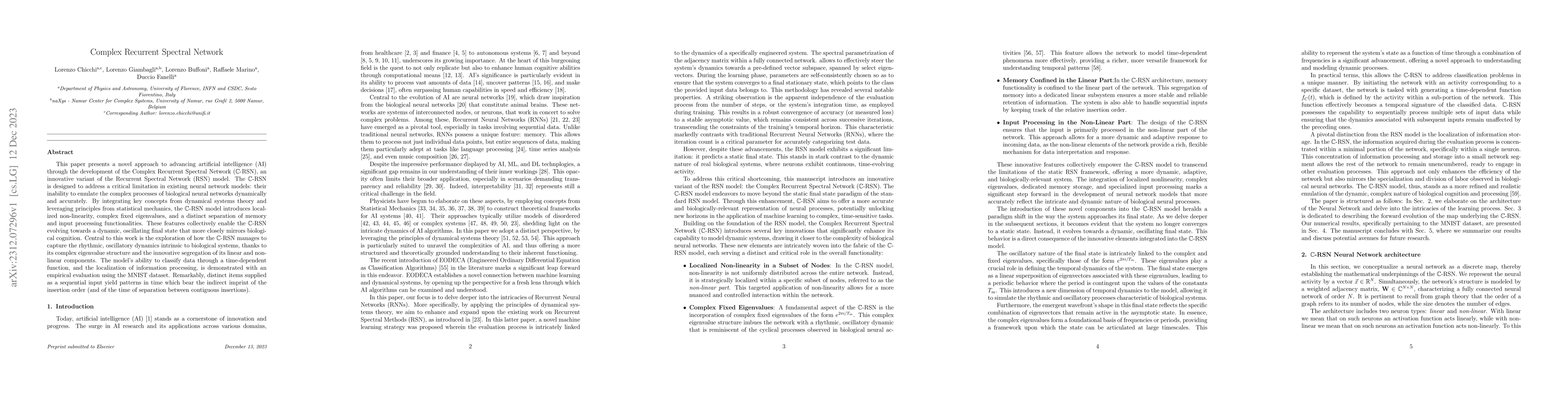 Thumbnail for Complex Recurrent Spectral Network