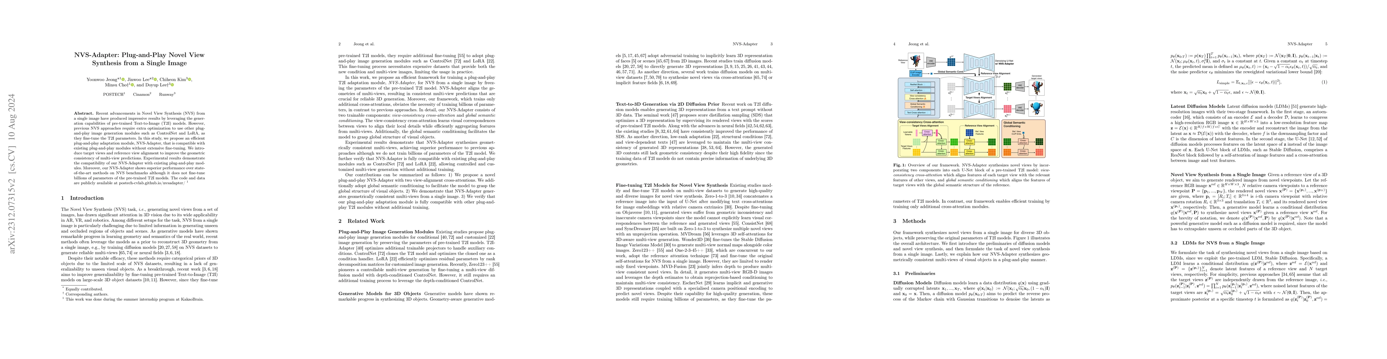 Thumbnail for NVS-Adapter: Plug-and-Play Novel View Synthesis from a Single Image
