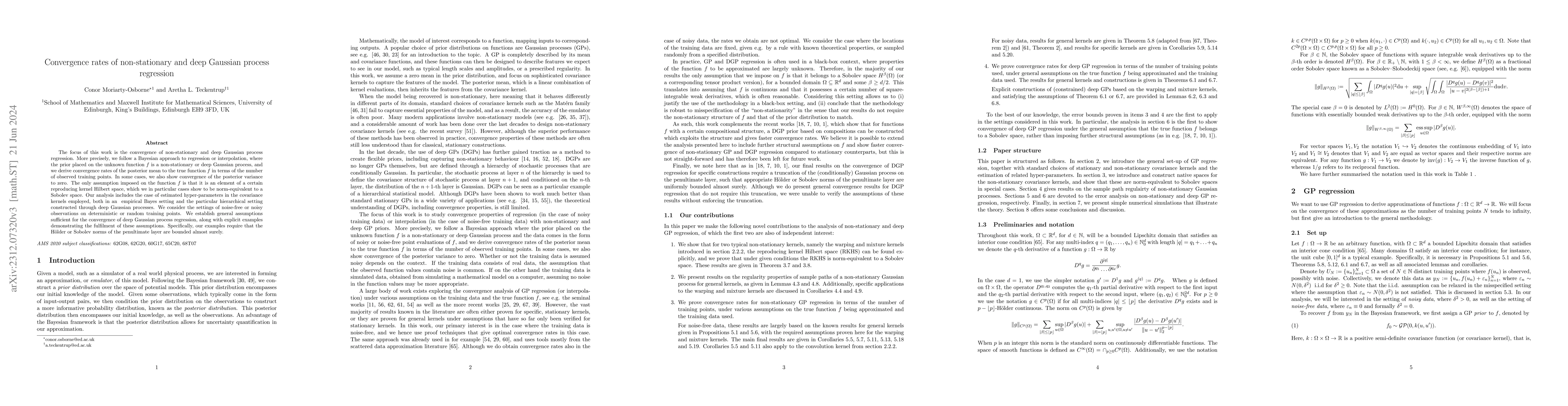Thumbnail for Convergence rates of non-stationary and deep Gaussian process regression
