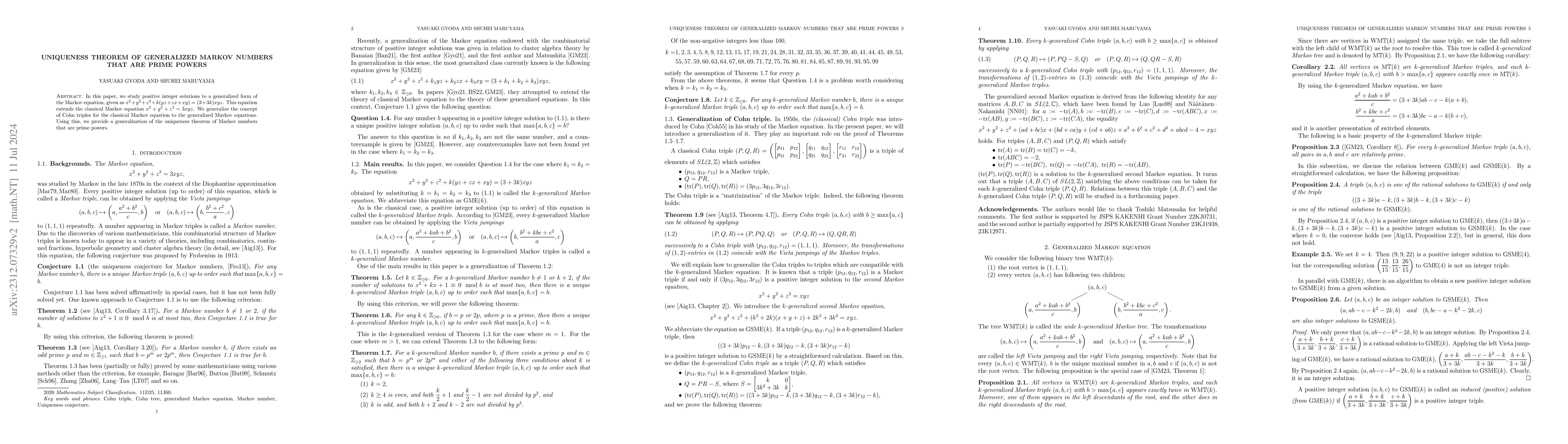 Thumbnail for Uniqueness theorem of generalized Markov numbers that are prime powers