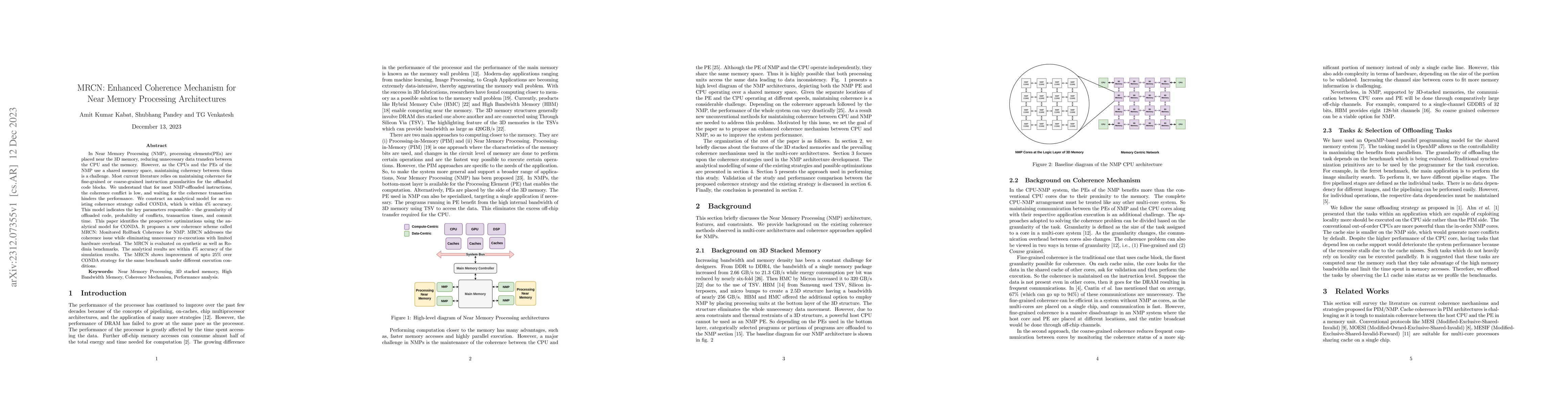 Thumbnail for MRCN: Enhanced Coherence Mechanism for Near Memory Processing
  Architectures