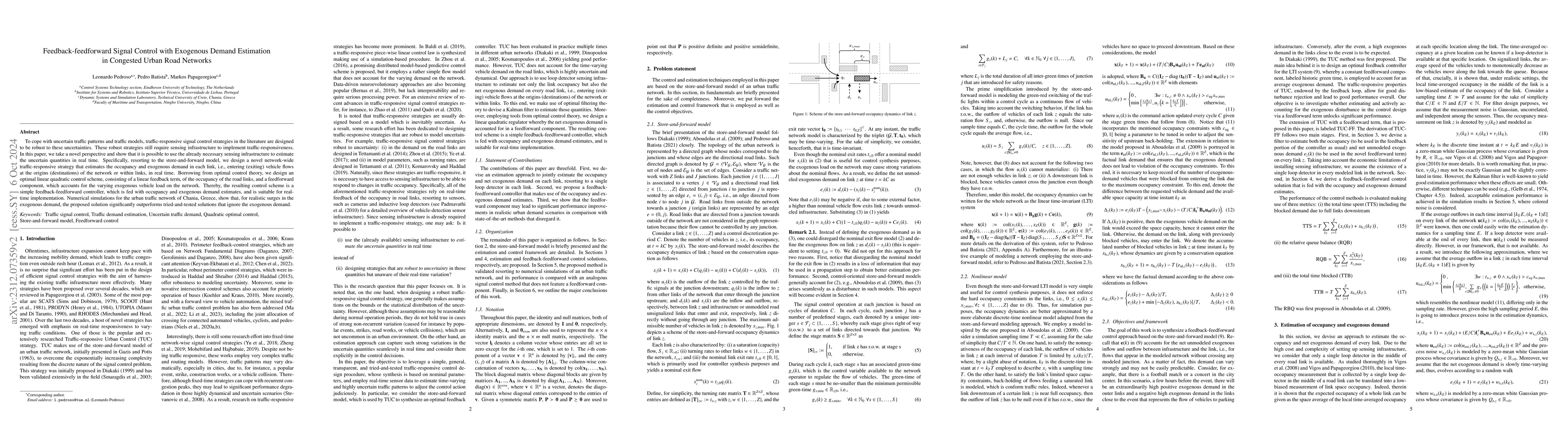 Thumbnail for Feedback-feedforward Signal Control with Exogenous Demand Estimation in
  Congested Urban Road Networks