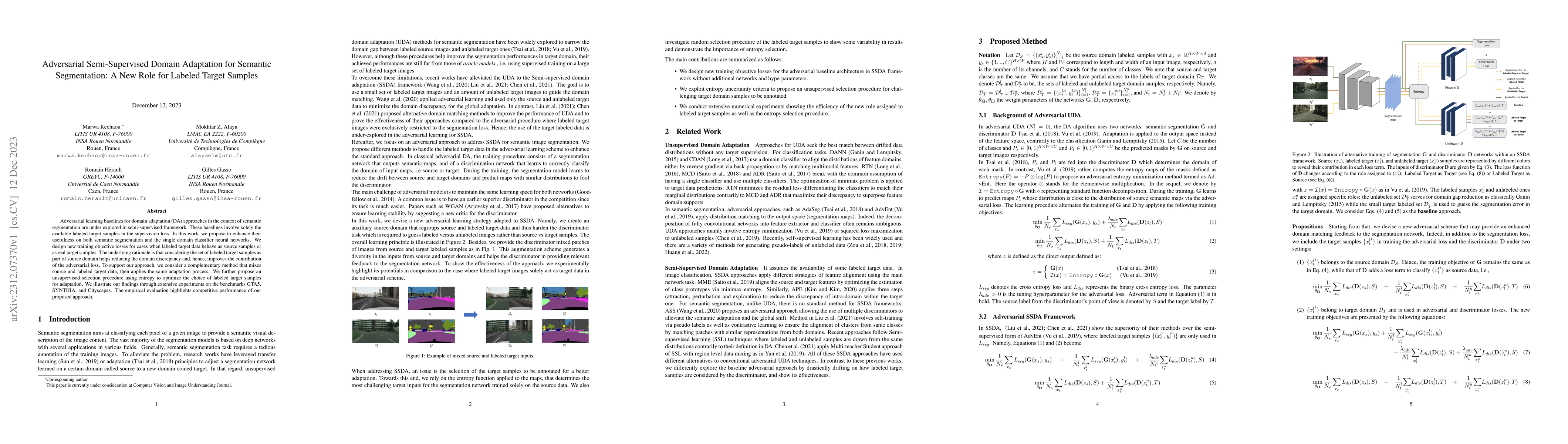 Thumbnail for Adversarial Semi-Supervised Domain Adaptation for Semantic Segmentation:
  A New Role for Labeled Target Samples