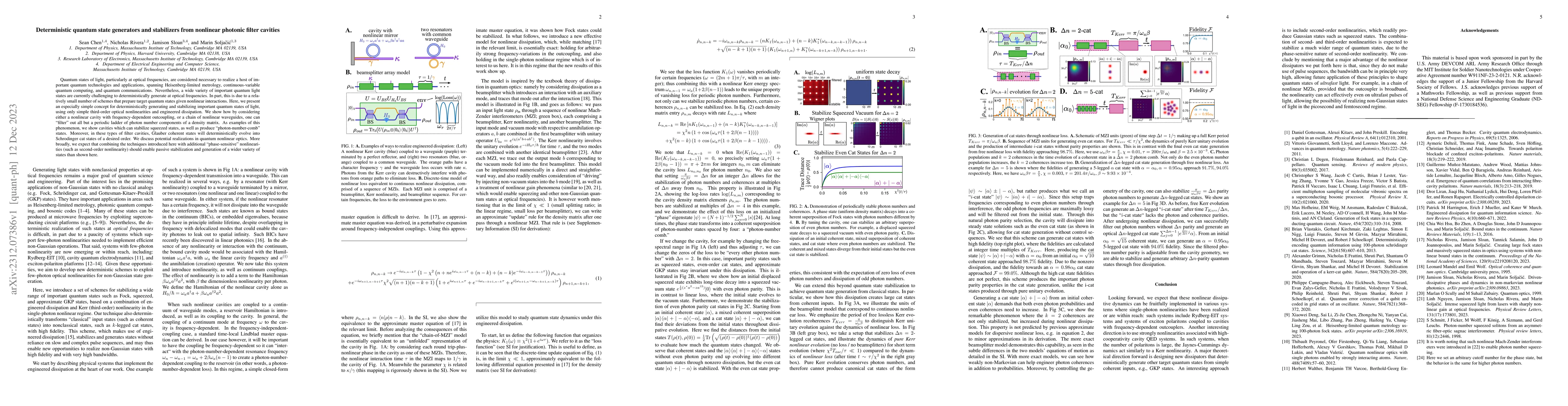 Thumbnail for Deterministic quantum state generators and stabilizers from nonlinear
  photonic filter cavities