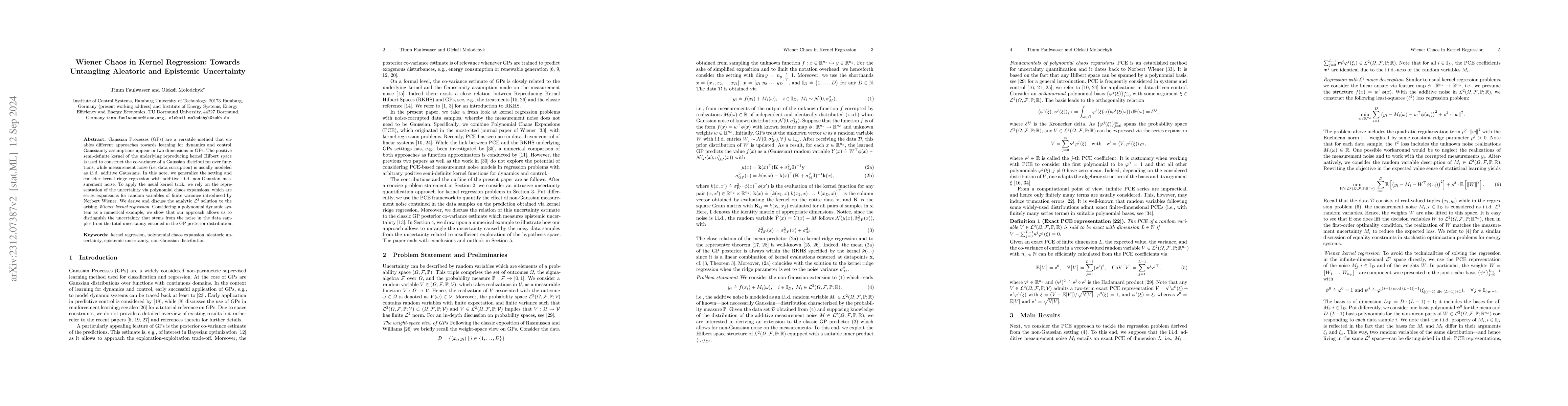 Thumbnail for Wiener Chaos in Kernel Regression: Towards Untangling Aleatoric and
  Epistemic Uncertainty