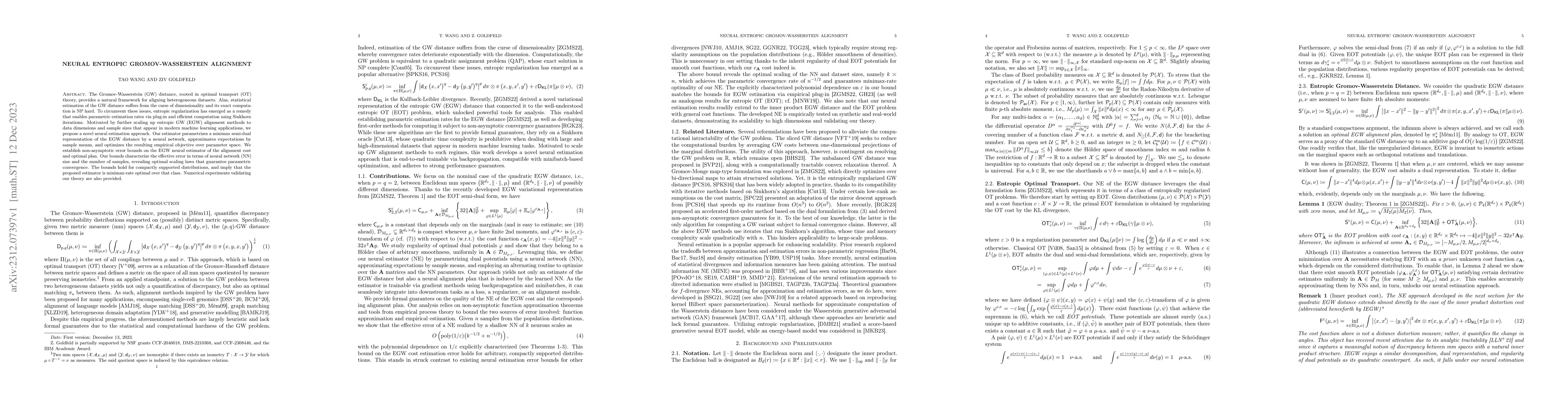 Thumbnail for Neural Entropic Gromov-Wasserstein Alignment