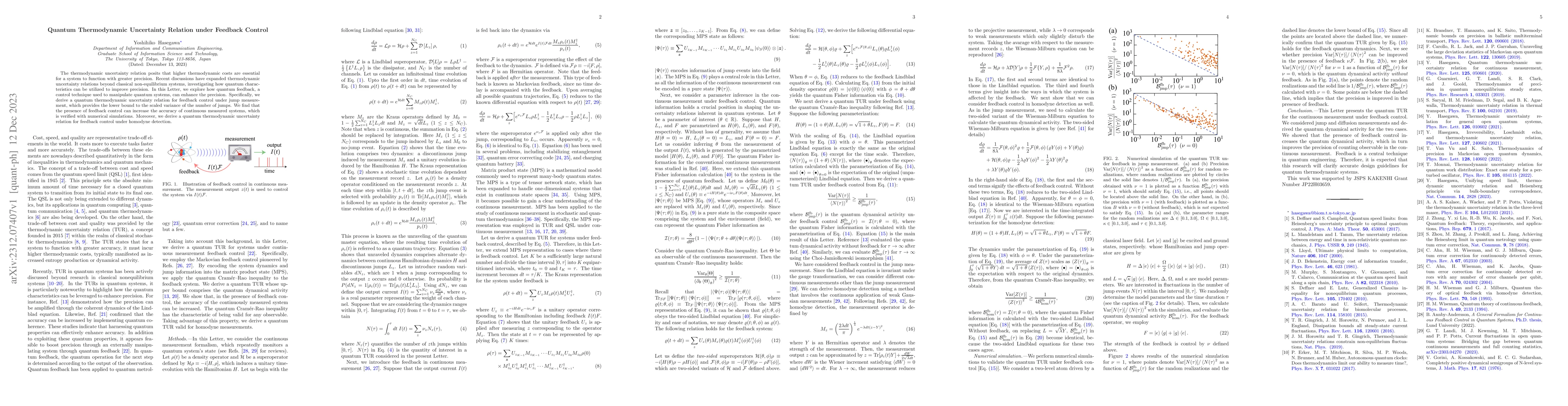 Thumbnail for Quantum thermodynamic uncertainty relation under feedback control