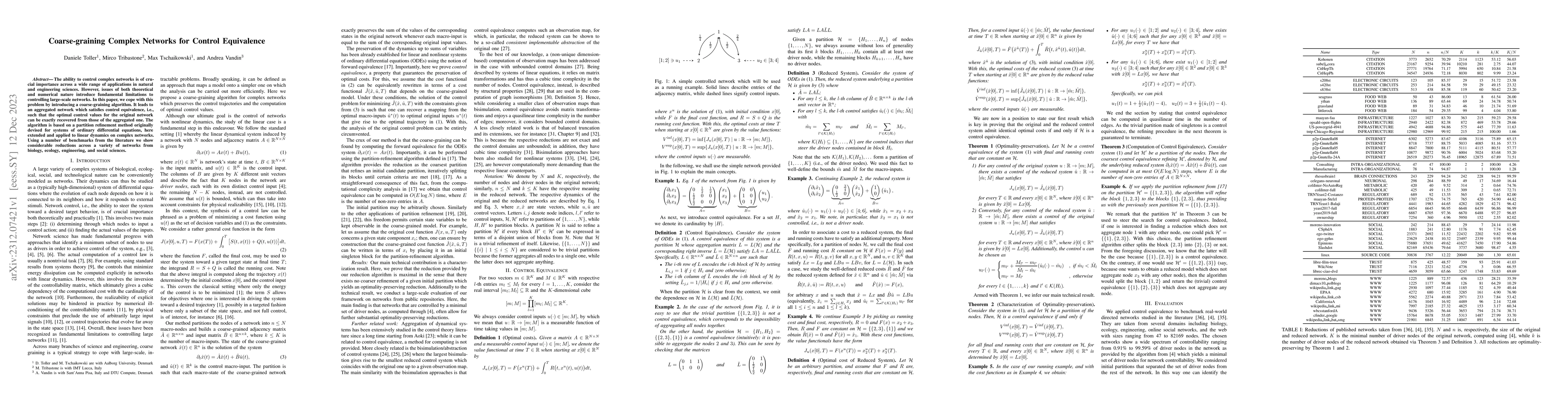 Thumbnail for Coarse-graining Complex Networks for Control Equivalence