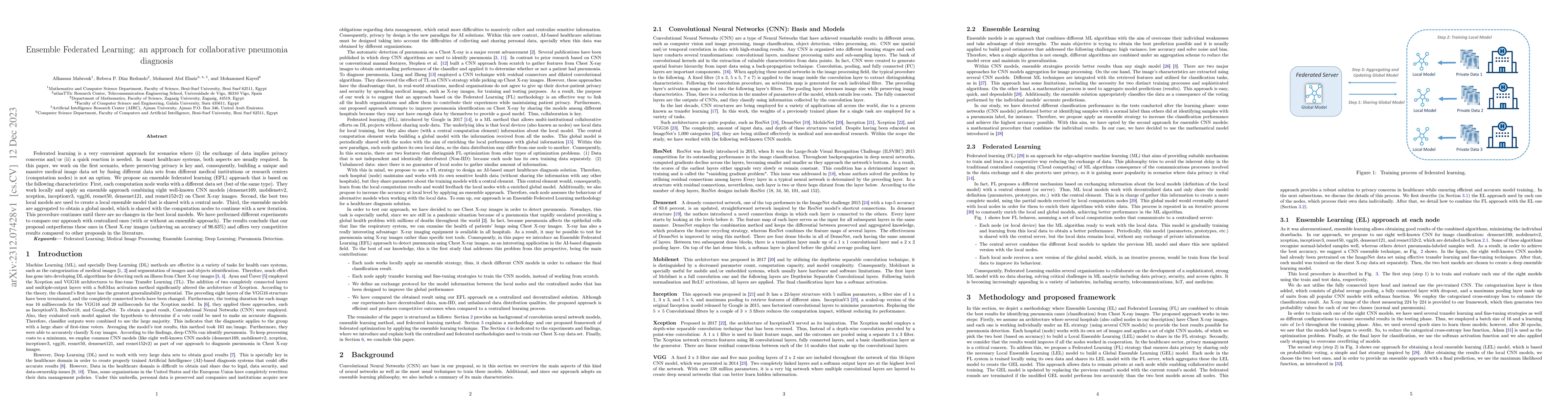 Thumbnail for Ensemble Federated Learning: an approach for collaborative pneumonia
  diagnosis