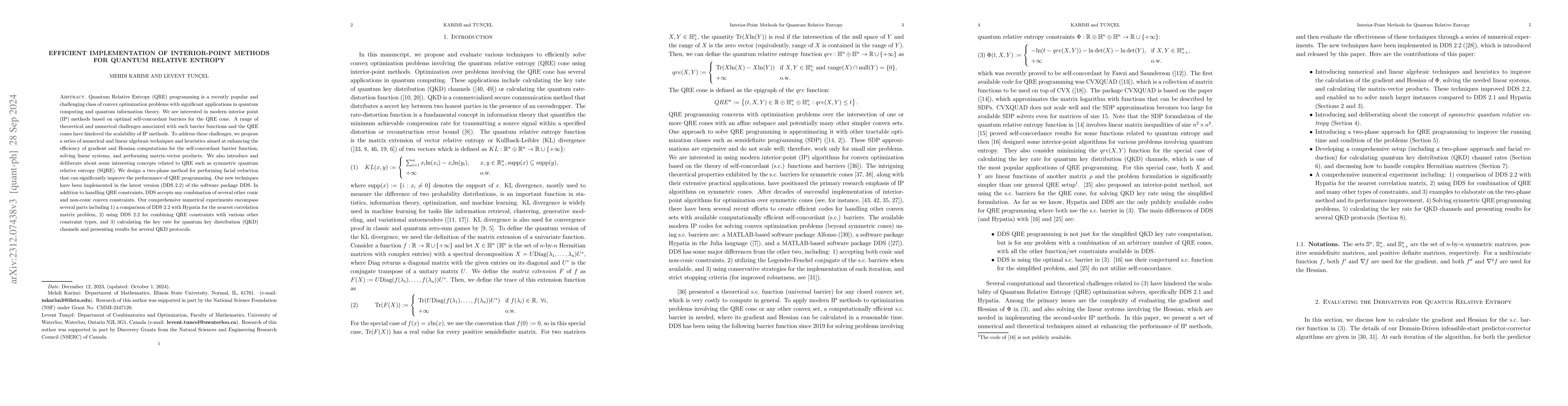 Thumbnail for Efficient Implementation of Interior-Point Methods for Quantum Relative
  Entropy
