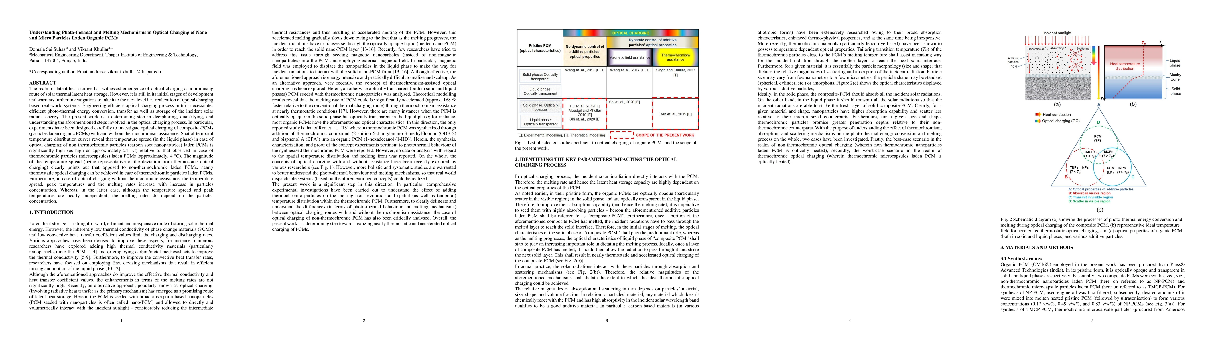 Thumbnail for Understanding Photo-thermal and Melting Mechanisms in Optical Charging
  of Nano and Micro Particles Laden Organic PCMs