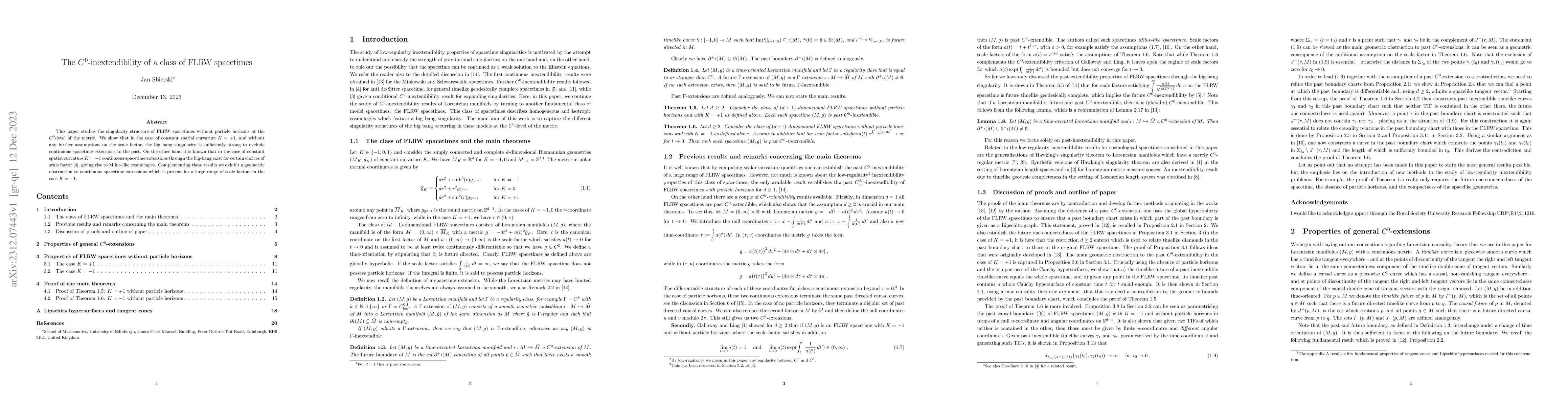 Thumbnail for The $C^0$-inextendibility of a class of FLRW spacetimes
