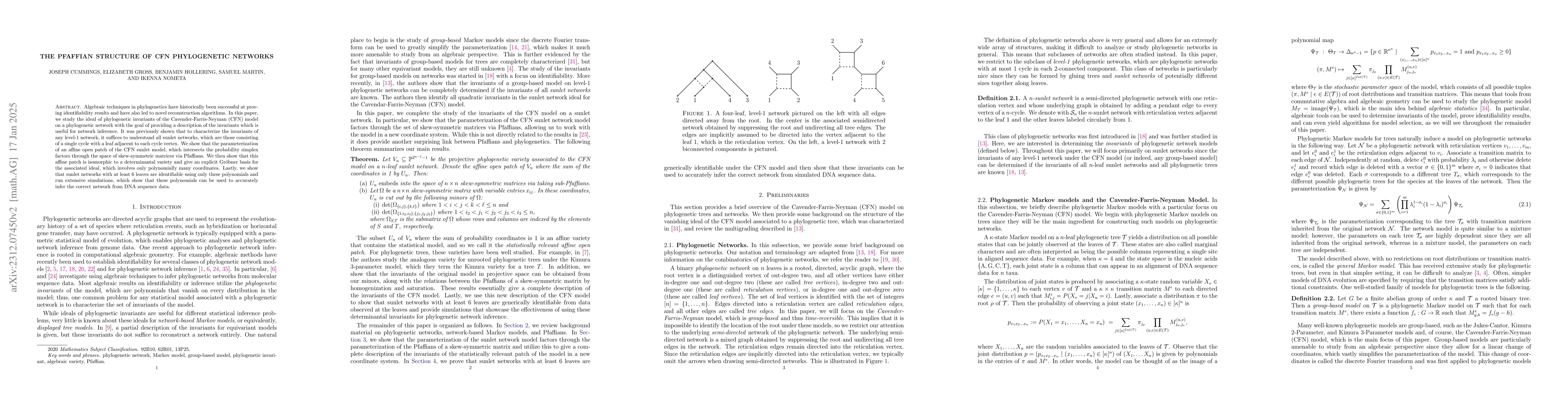 Thumbnail for The Pfaffian Structure of CFN Phylogenetic Networks