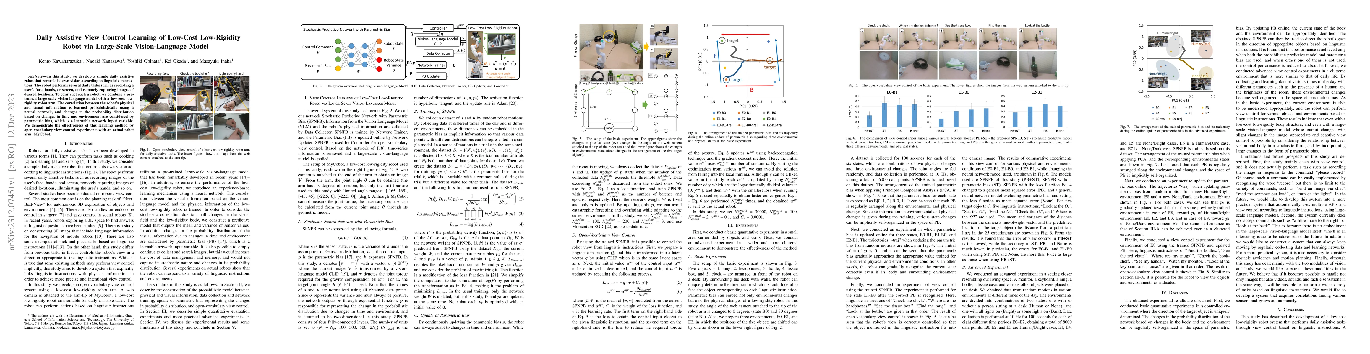 Thumbnail for Daily Assistive View Control Learning of Low-Cost Low-Rigidity Robot via
  Large-Scale Vision-Language Model
