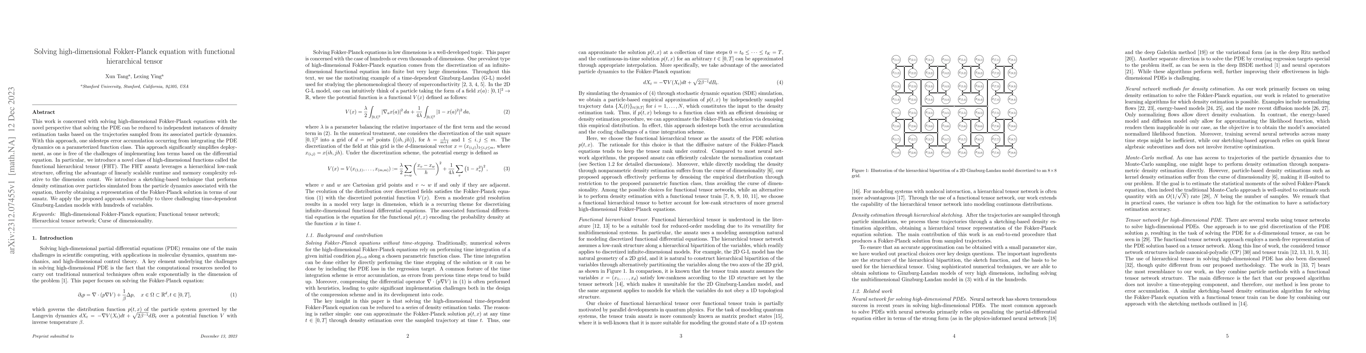 Thumbnail for Solving high-dimensional Fokker-Planck equation with functional
  hierarchical tensor