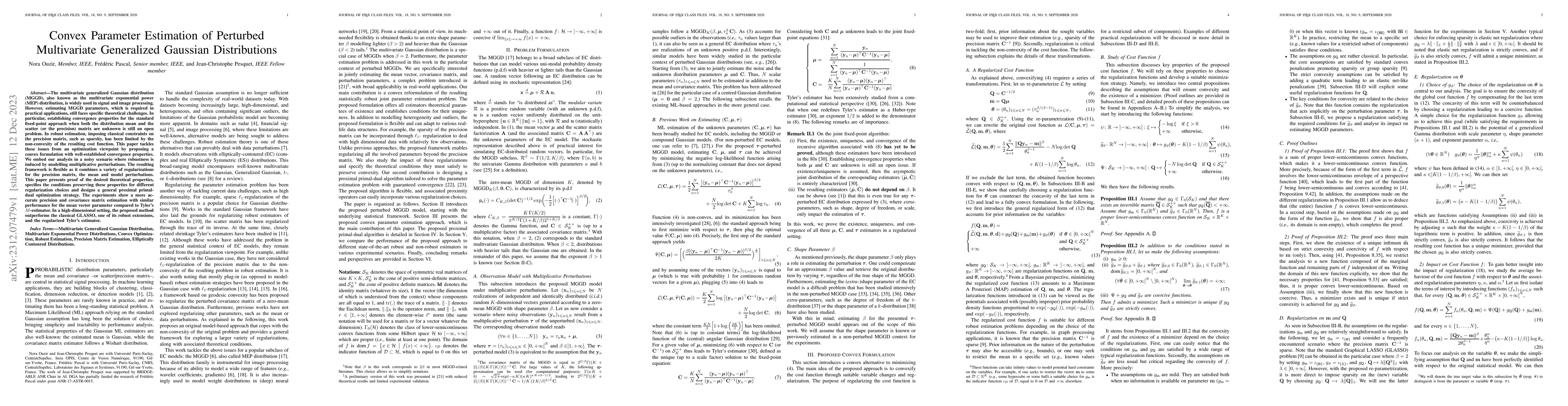 Thumbnail for Convex Parameter Estimation of Perturbed Multivariate Generalized
  Gaussian Distributions
