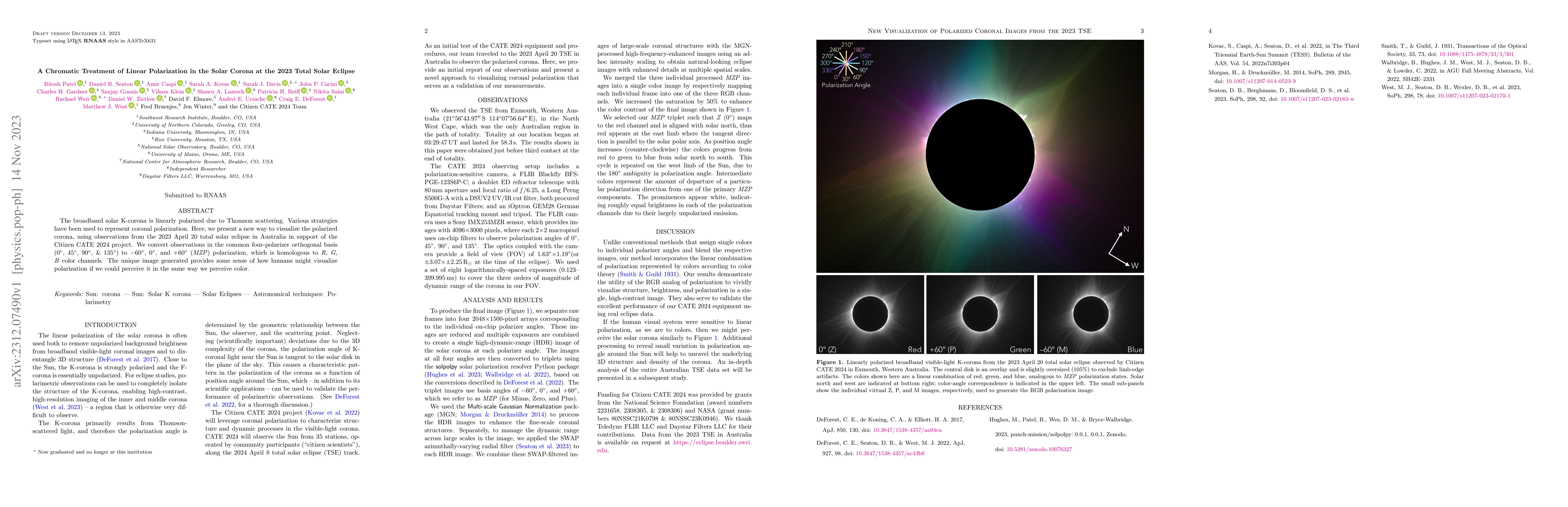 Thumbnail for A Chromatic Treatment of Linear Polarization in the Solar Corona at the
  2023 Total Solar Eclipse