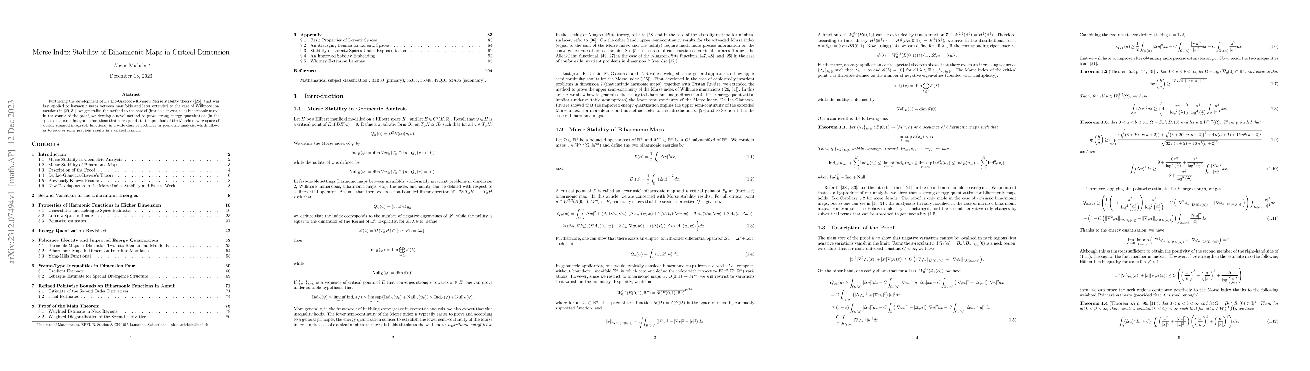 Thumbnail for Morse Index Stability of Biharmonic Maps in Critical Dimension