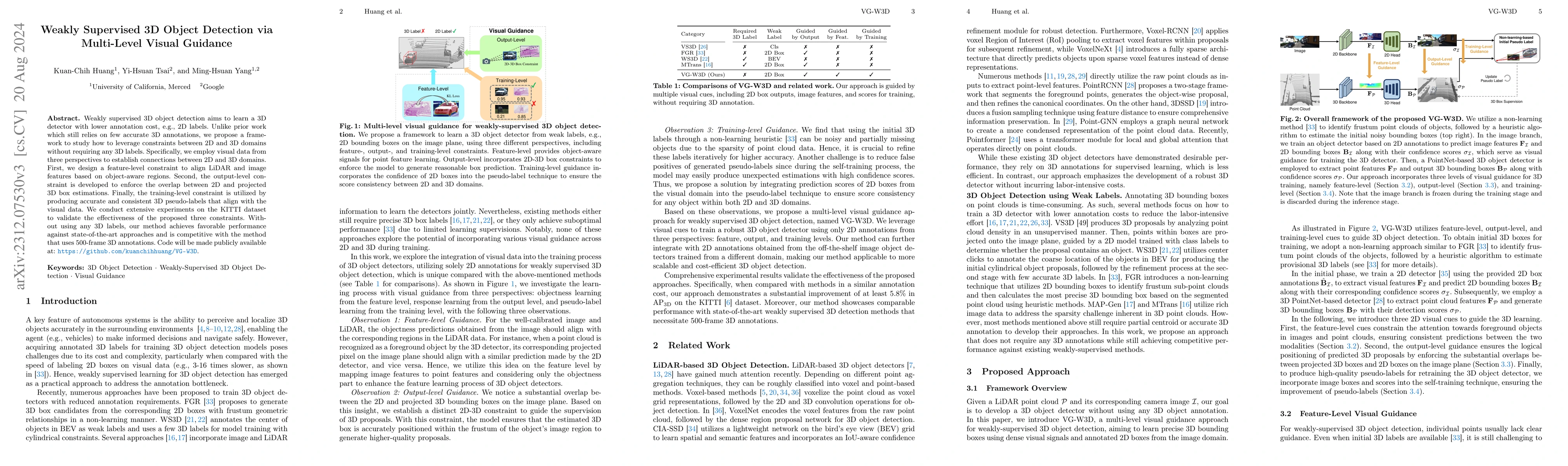 Thumbnail for Weakly Supervised 3D Object Detection via Multi-Level Visual Guidance