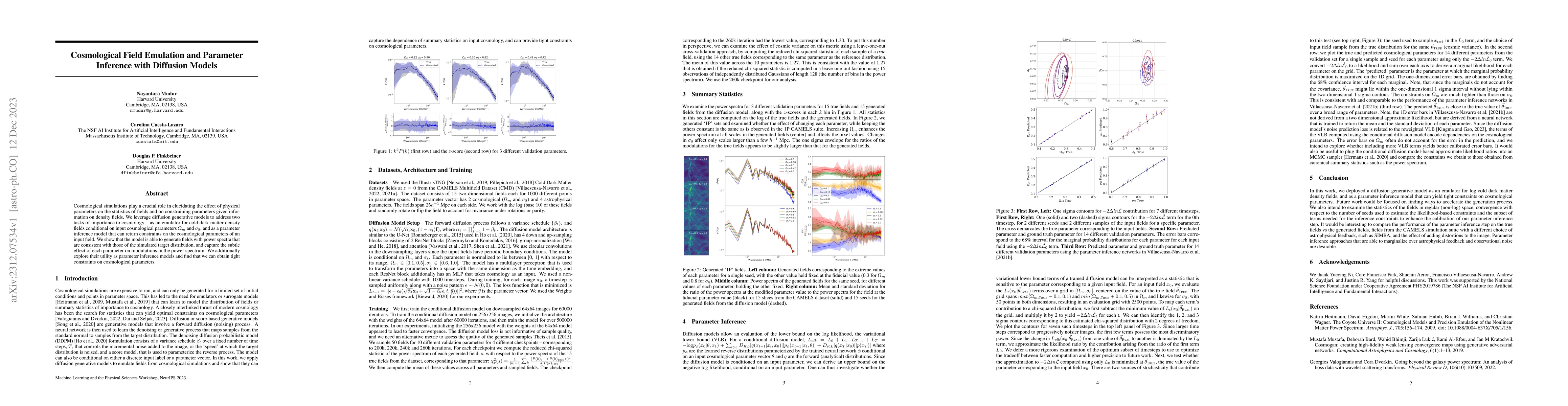 Thumbnail for Cosmological Field Emulation and Parameter Inference with Diffusion
  Models