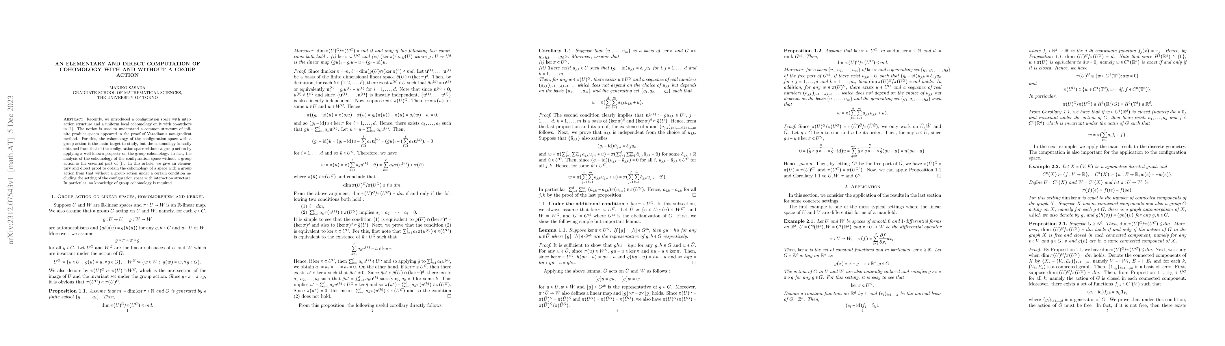 Thumbnail for An elementary and direct computation of cohomology with and without a
  group action