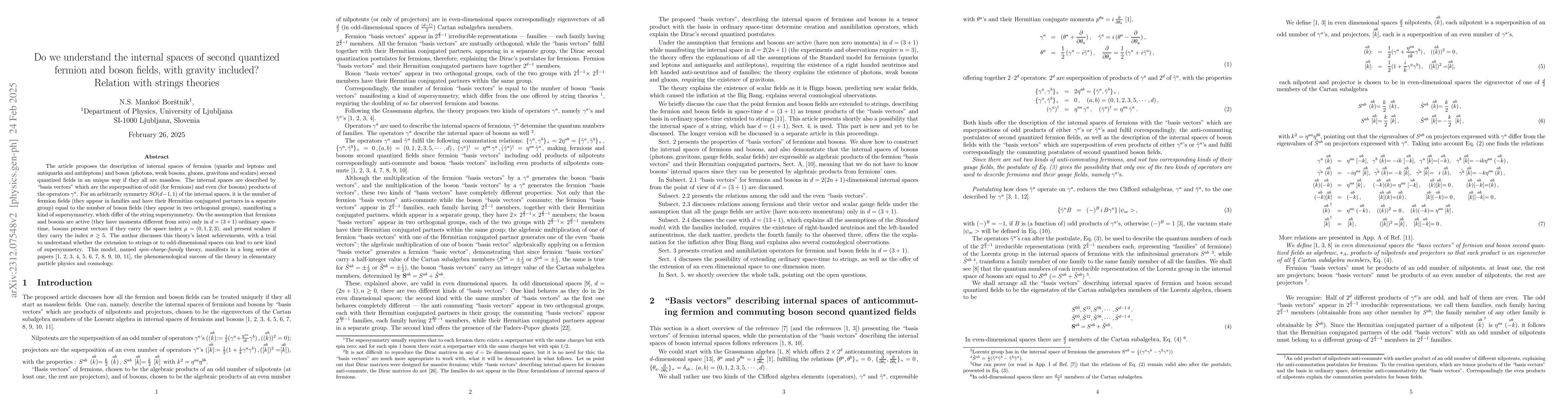Thumbnail for Can the "basis vectors'', describing the internal space of point fermion
  and boson fields with the Clifford odd (for fermions) and Clifford even (for
  bosons) objects, be meaningfully extended to strings?