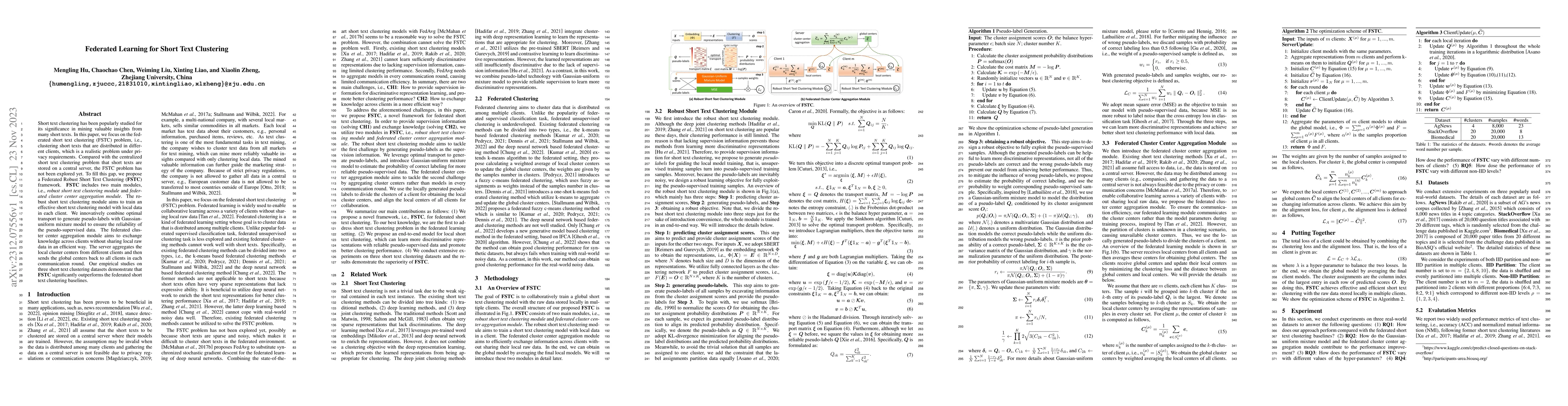 Thumbnail for Federated Learning for Short Text Clustering